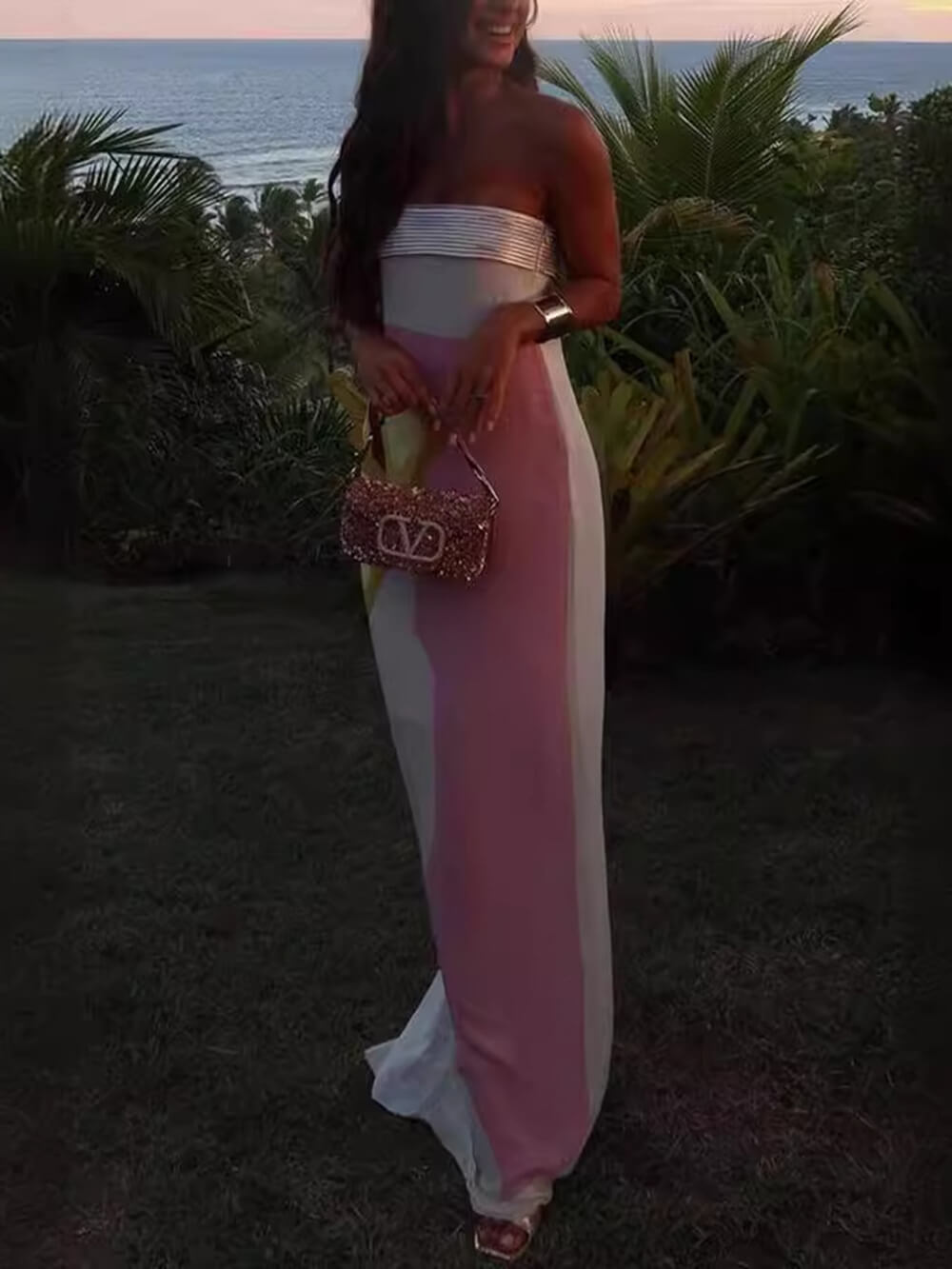 Robe longue d'été sexy à imprimé cache-cœur