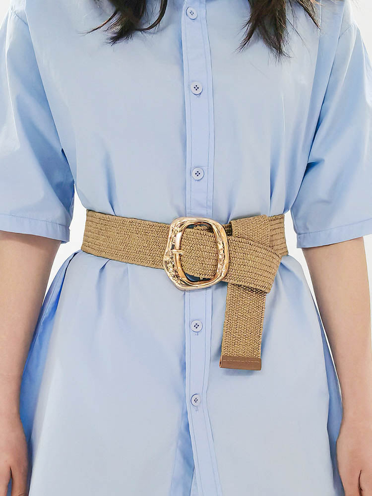 Ceinture élastique en paille bohème tendance
