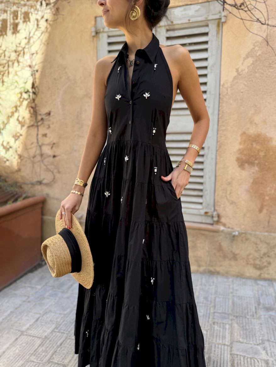 Robe longue décontractée sans manches avec strass