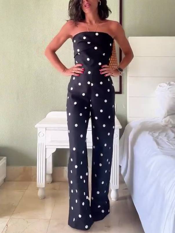 Polka Dot Tube Top Jumpsuit