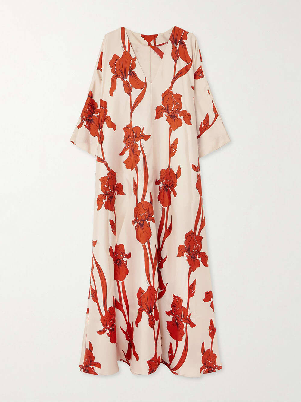 Elegant Floral Print Twill Side Pockets Oversized Maxi Dress
