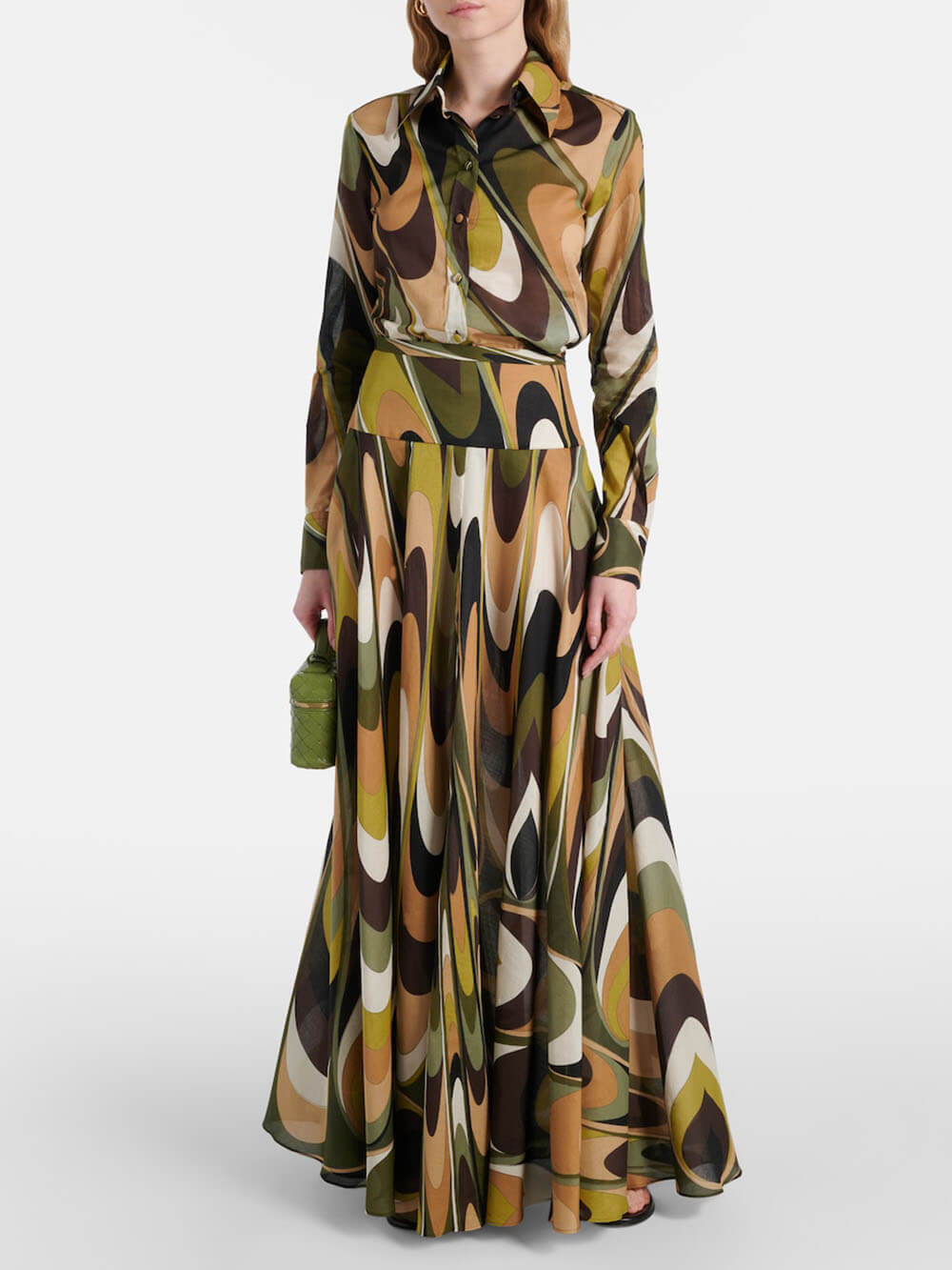Retro Unique Print Muslin Loose High Waist Maxi Skirt