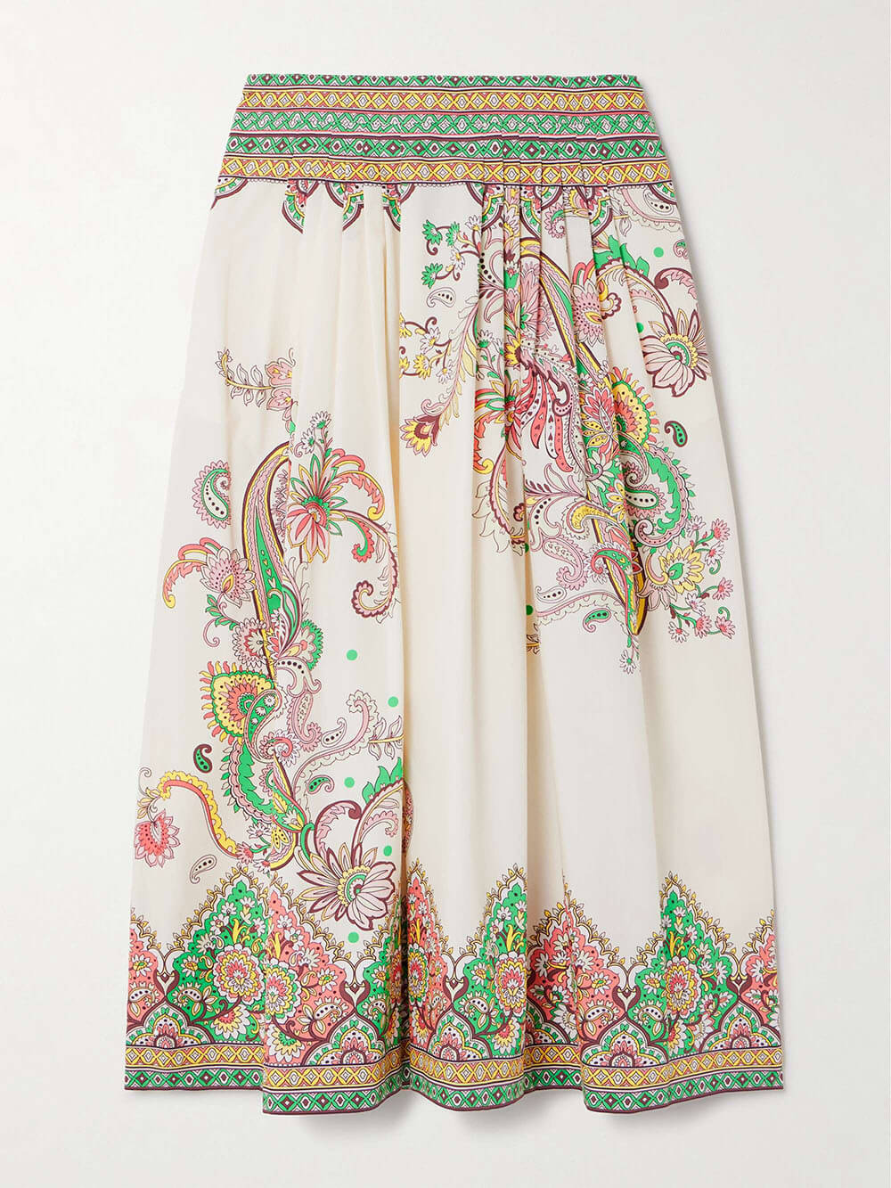 Unique Colorful Paisley Floral Print Pleated High Waist Skirt