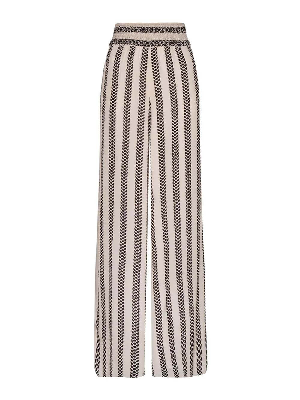 Pantalones anchos con bolsillo y cintura plisada y estampado de serpiente únicos