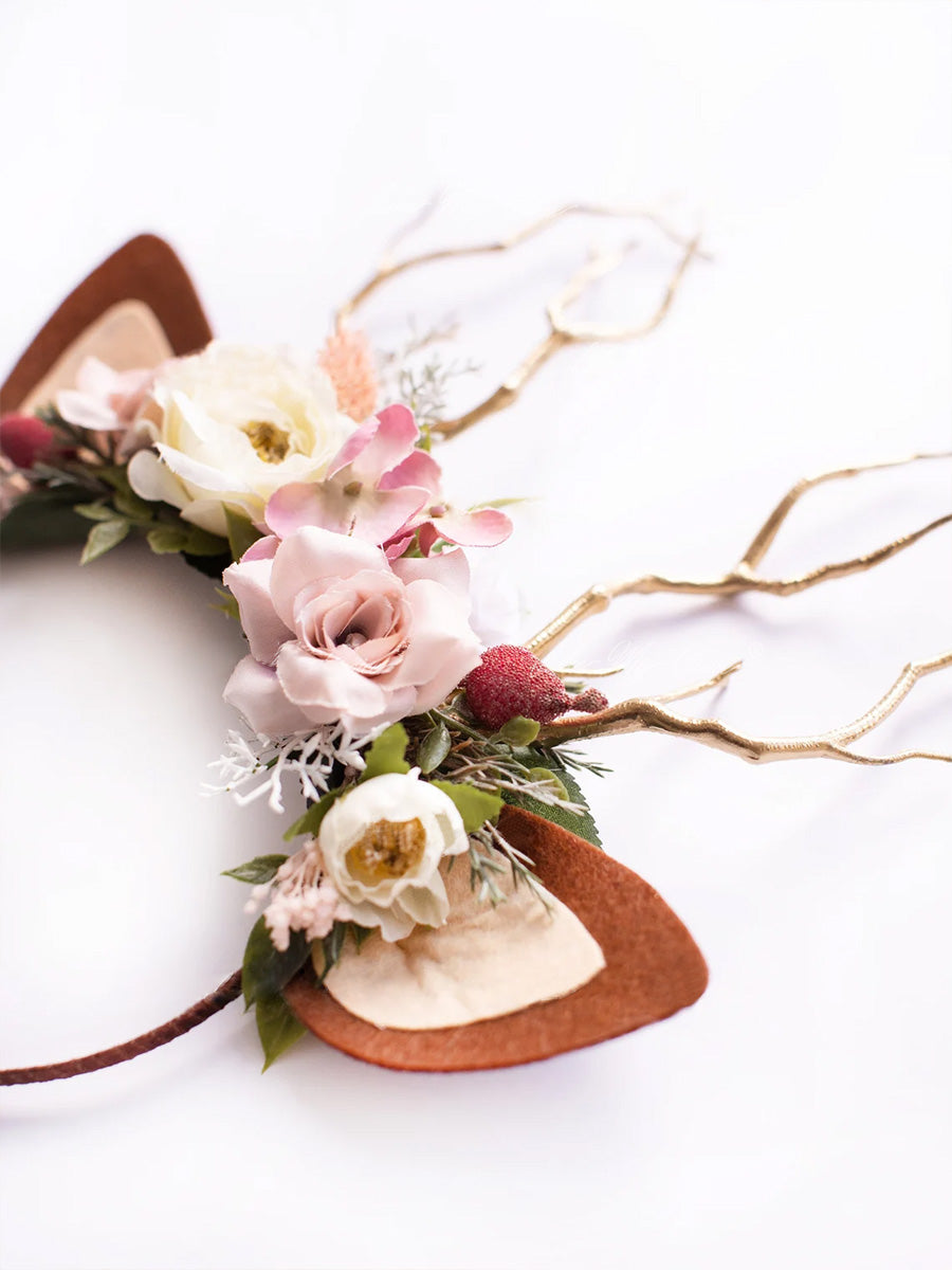 Burgundy Spring Christmas Reindeer Headband