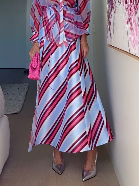 Stunning Colorful Stripe Print Skirt
