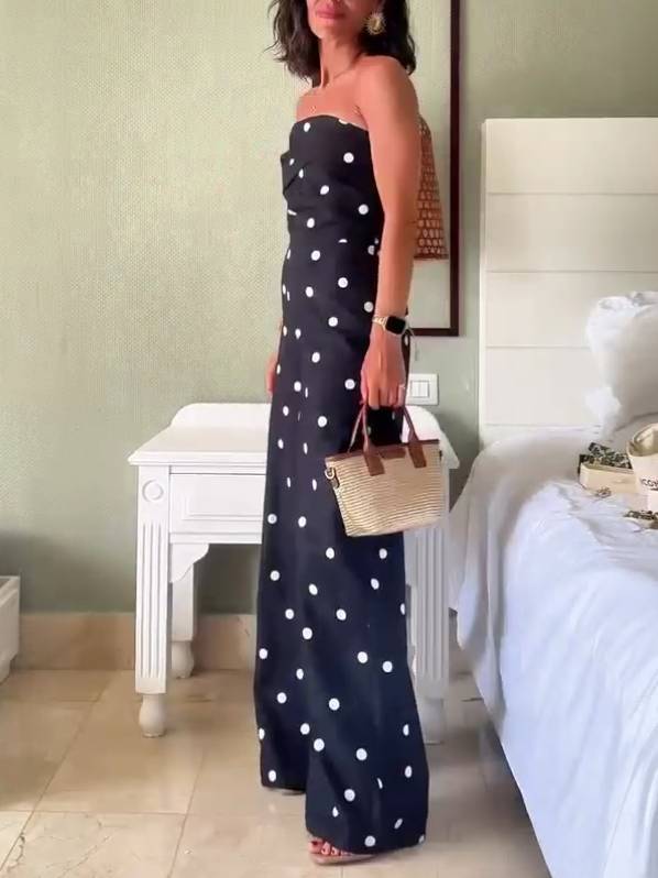 Polka Dot Tube Top Jumpsuit