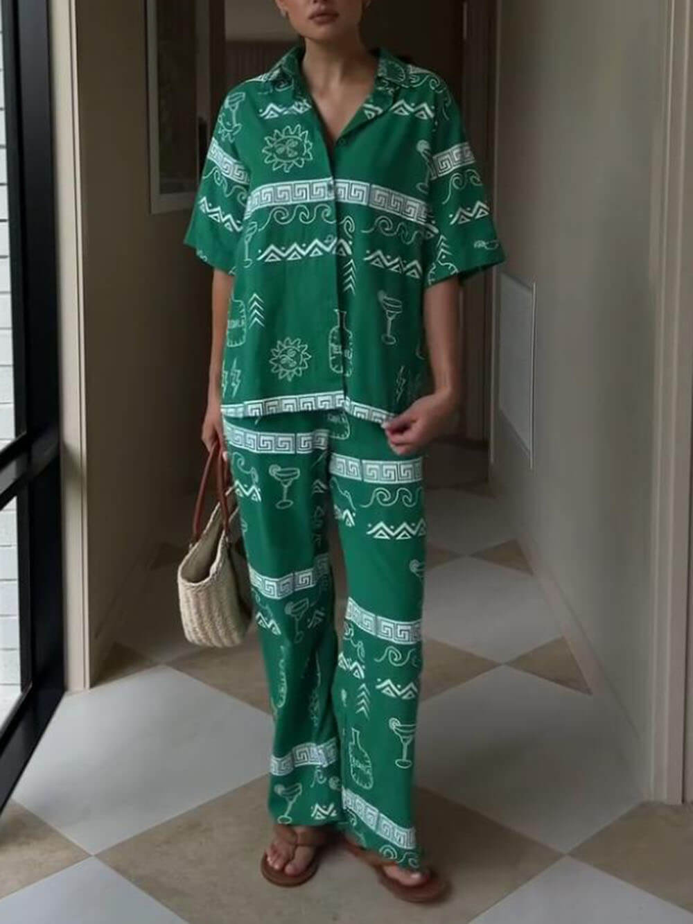 Camisa suelta con estampado étnico único