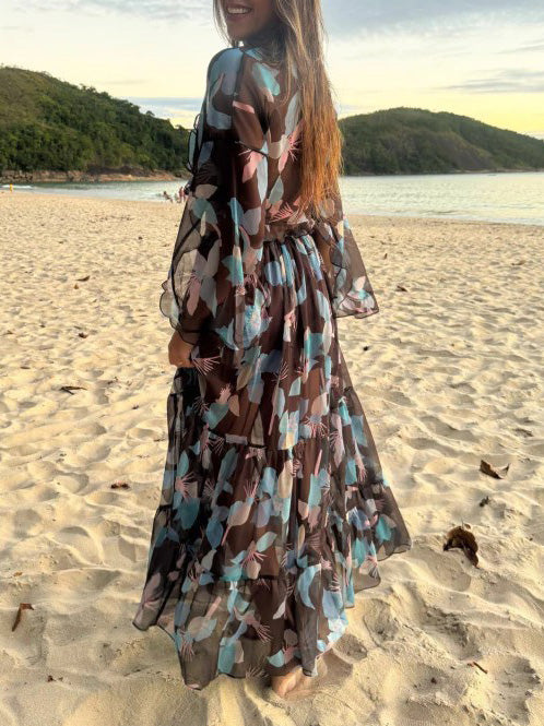 Casual Floral Print Beach Skirt Two-Piece Set