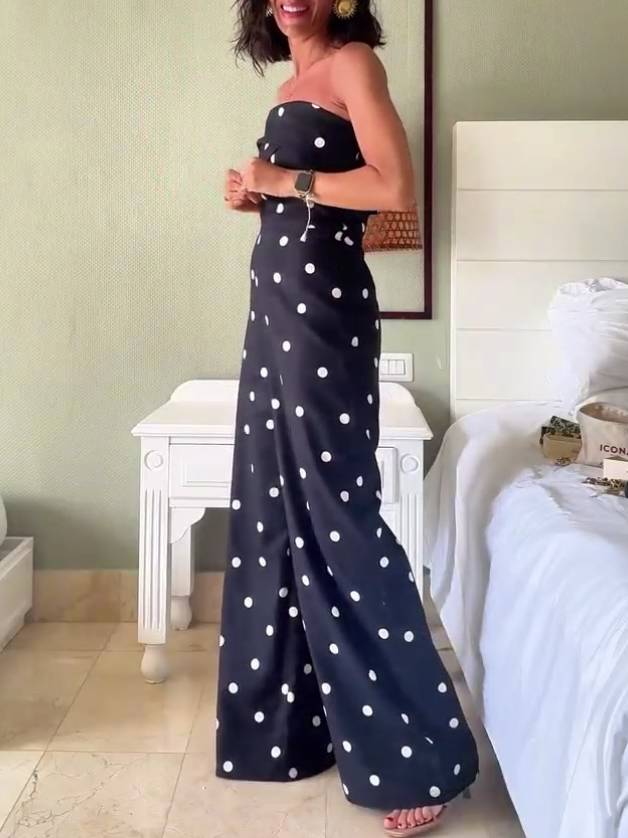 Polka Dot Tube Top Jumpsuit
