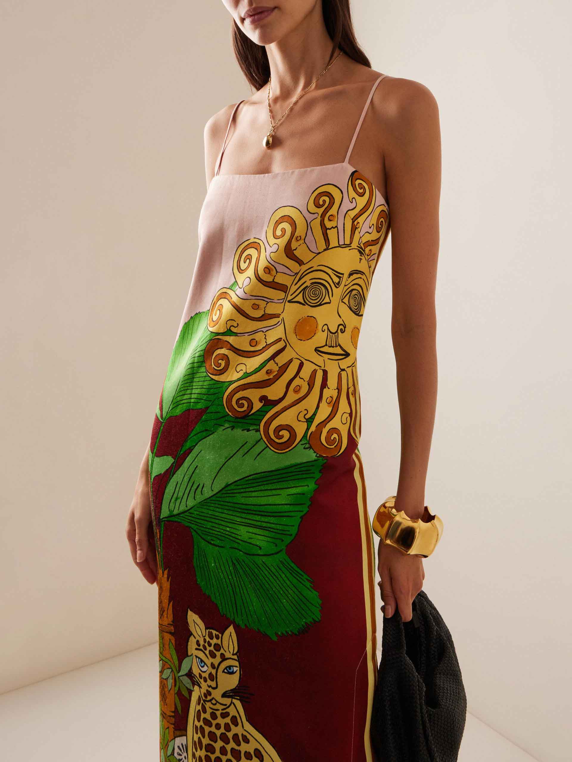 Unique Sun Tiger Floral Print Maxi Dress