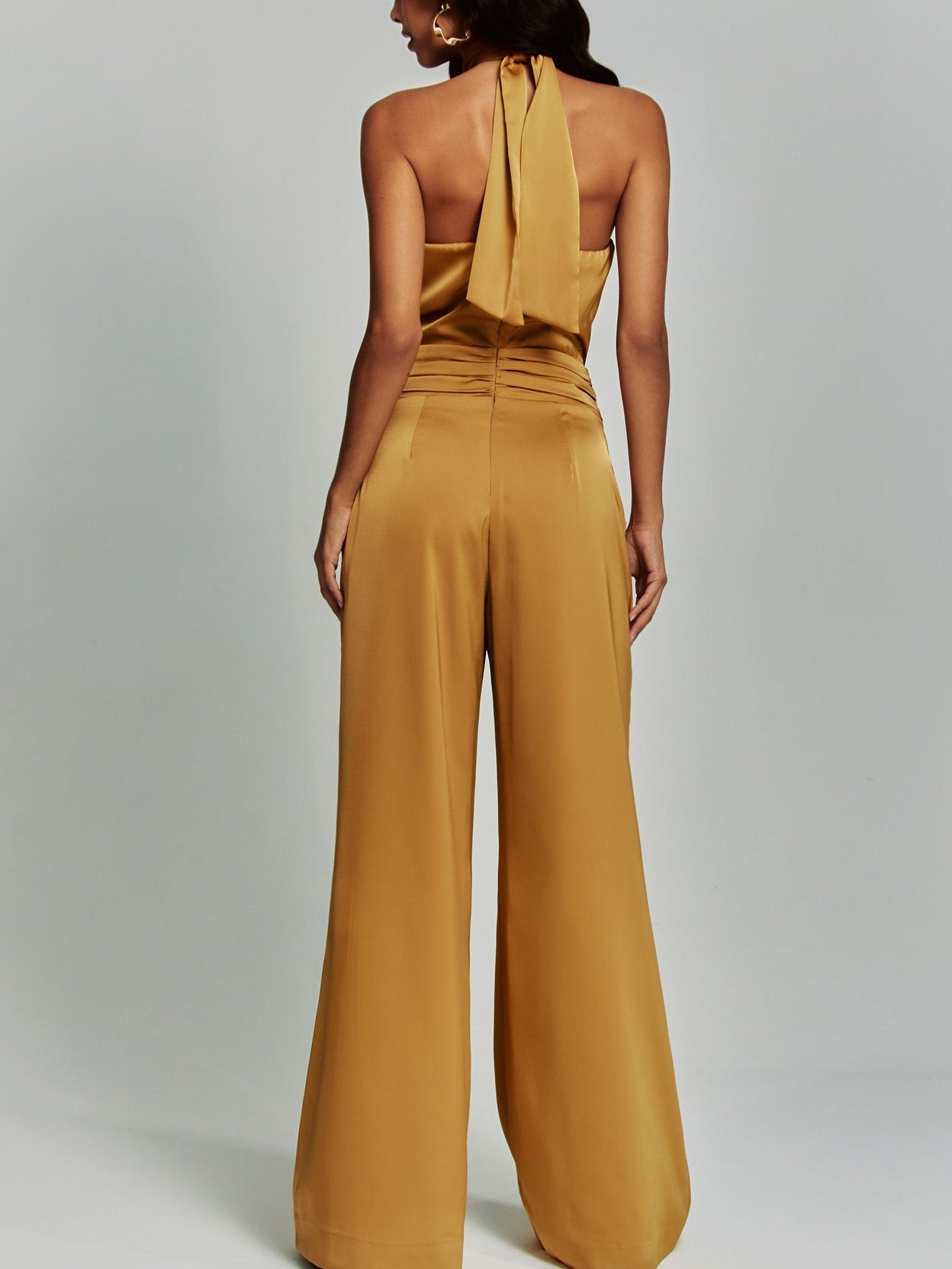 Elegant Satin Halter Neck Jumpsuit
