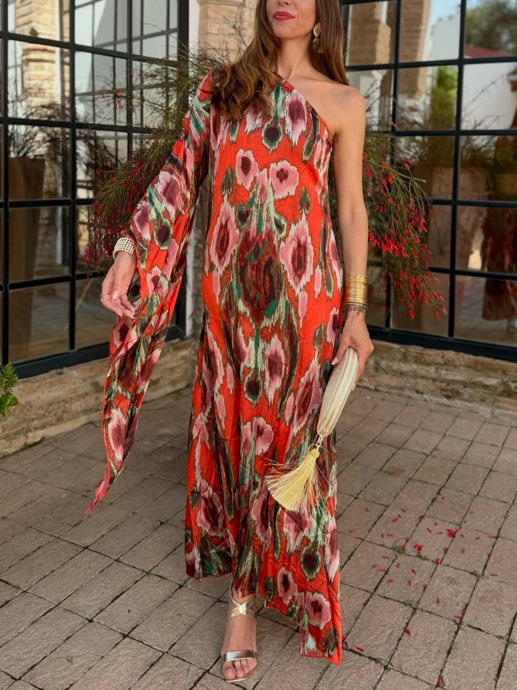 Retro Ethnic Abstract Print Maxi Dress
