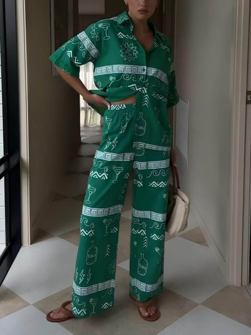 Camisa suelta con estampado étnico único