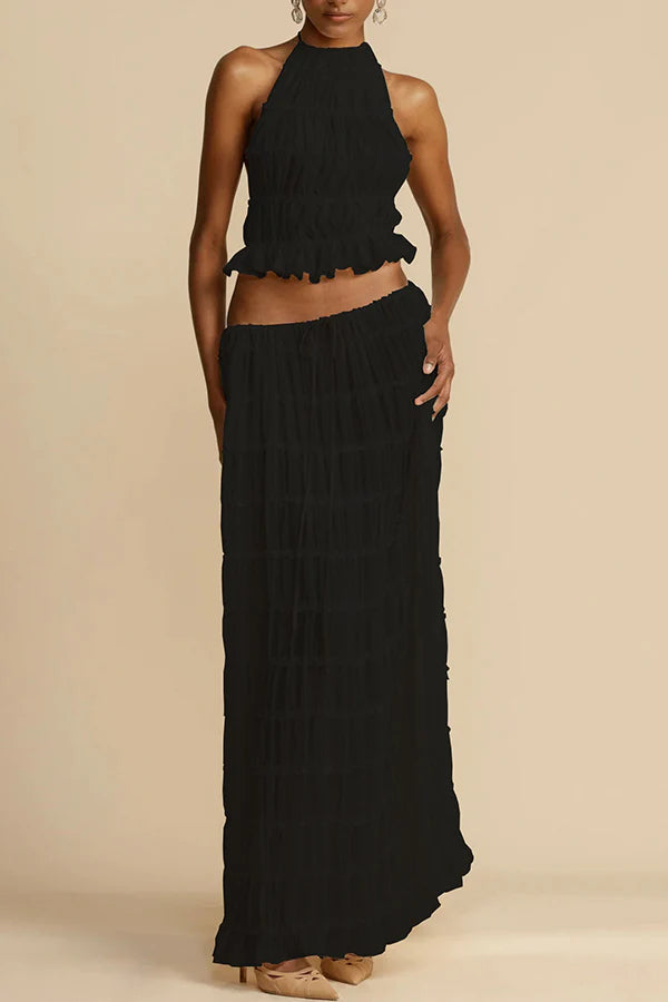 Passion and Romance Pleated Back Elastic Straps Adjustable Halter Tank