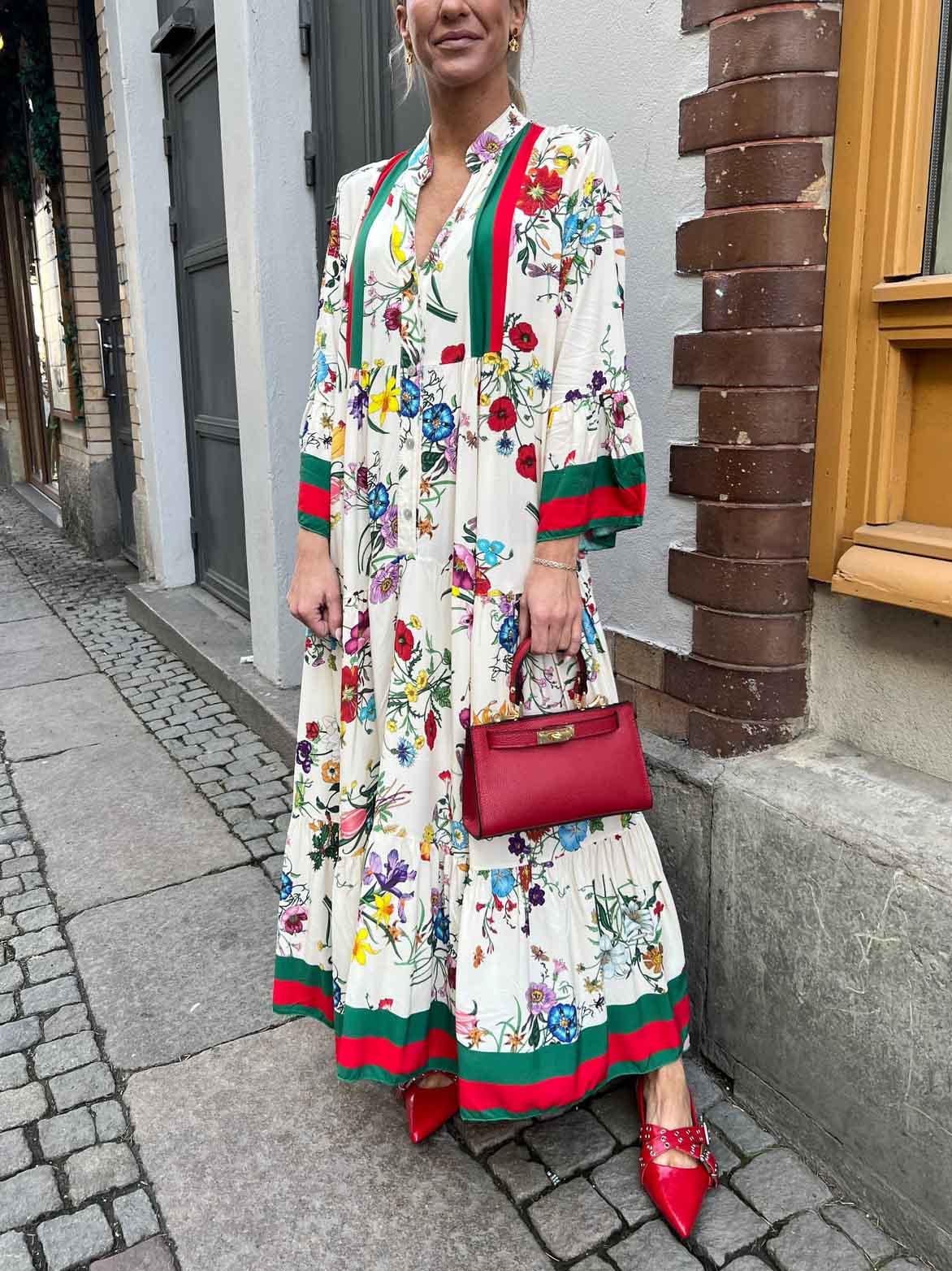 Robe longue à manches cloche et imprimé floral Resort