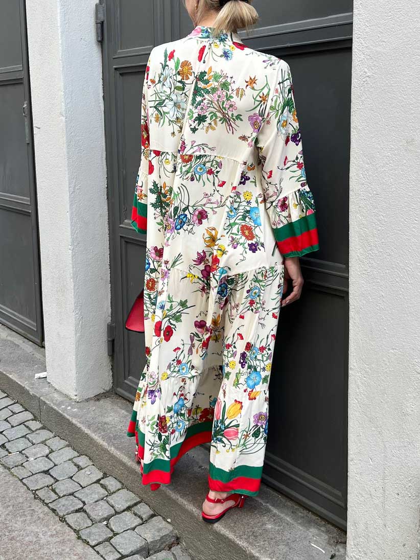 Robe longue à manches cloche et imprimé floral Resort