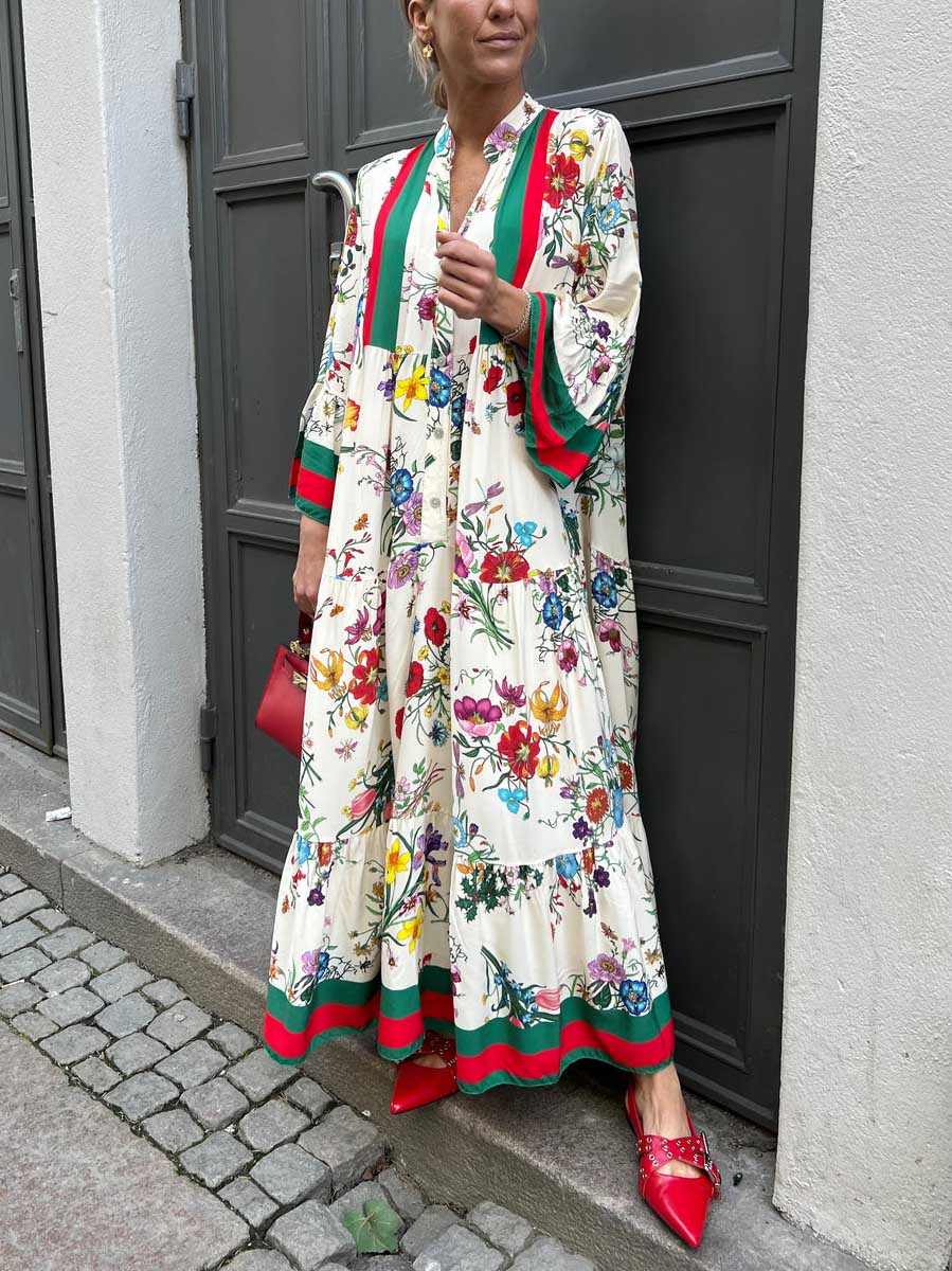 Robe longue à manches cloche et imprimé floral Resort