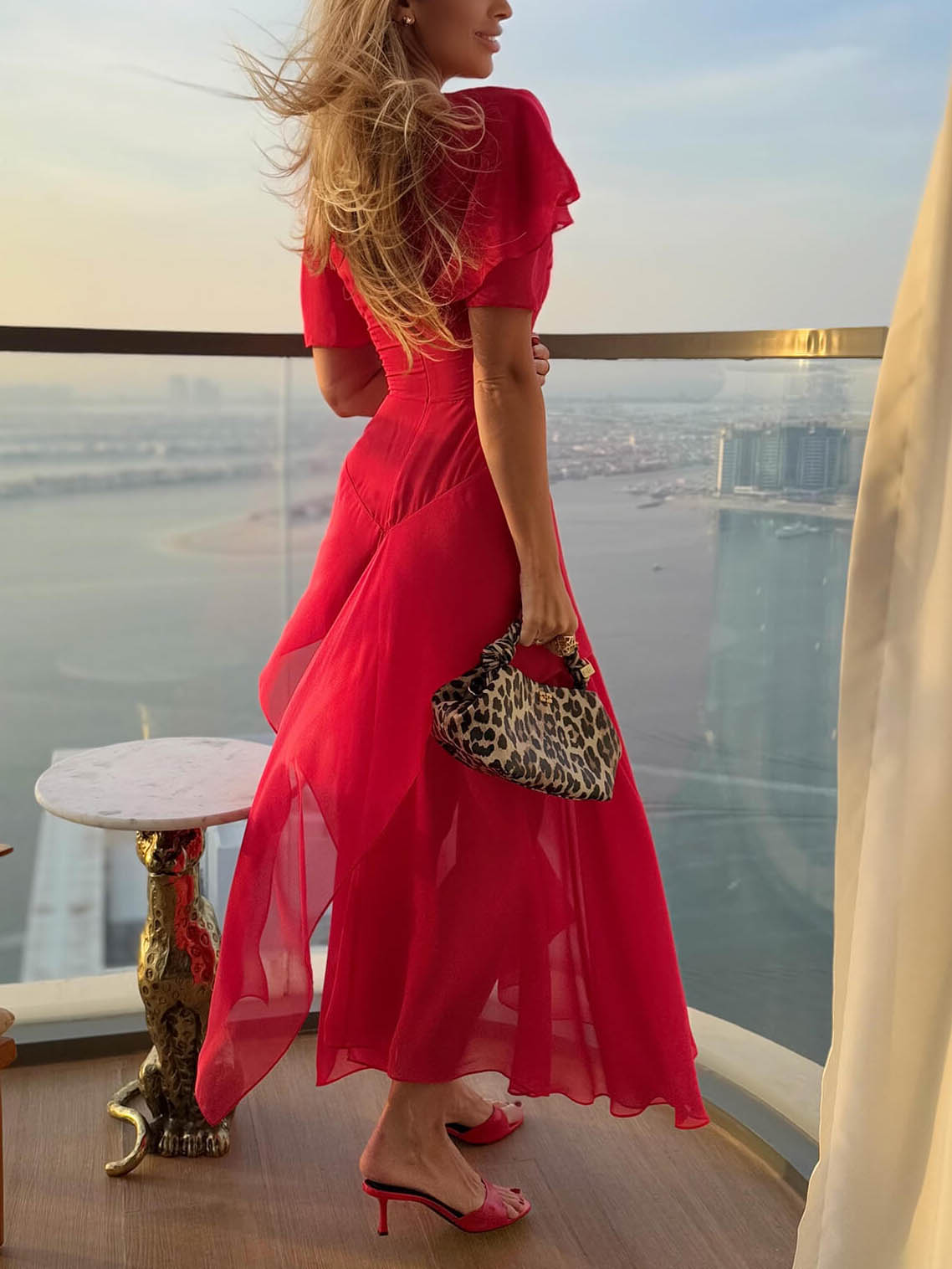 Elegant Chiffon Asymmetric Midi Dress