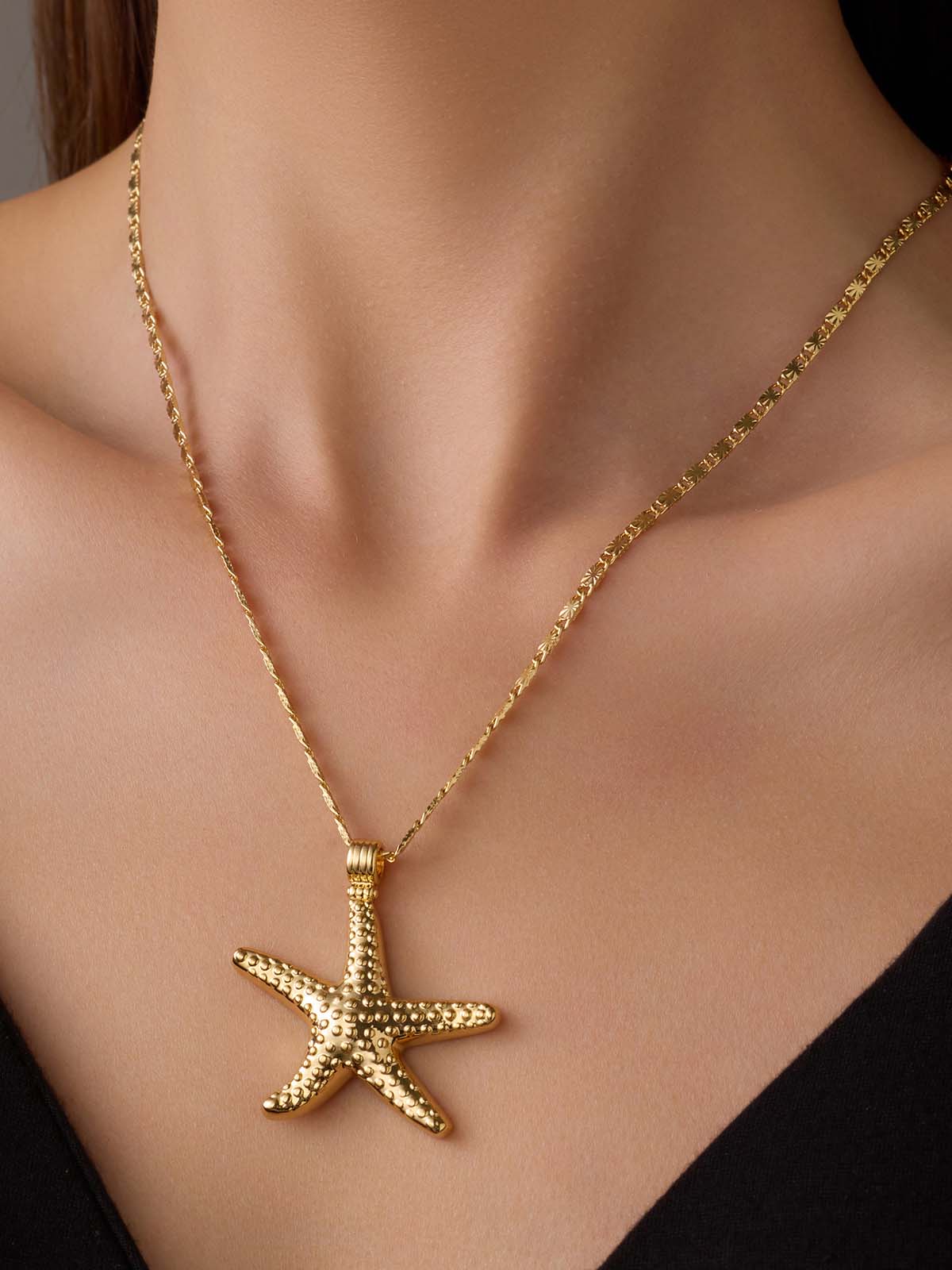 Collar sencillo con colgante de estrella de mar y océano