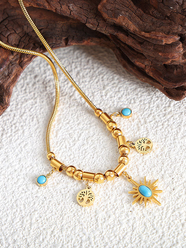 Conjunto de collar y pulsera turquesa con personalidad a juego