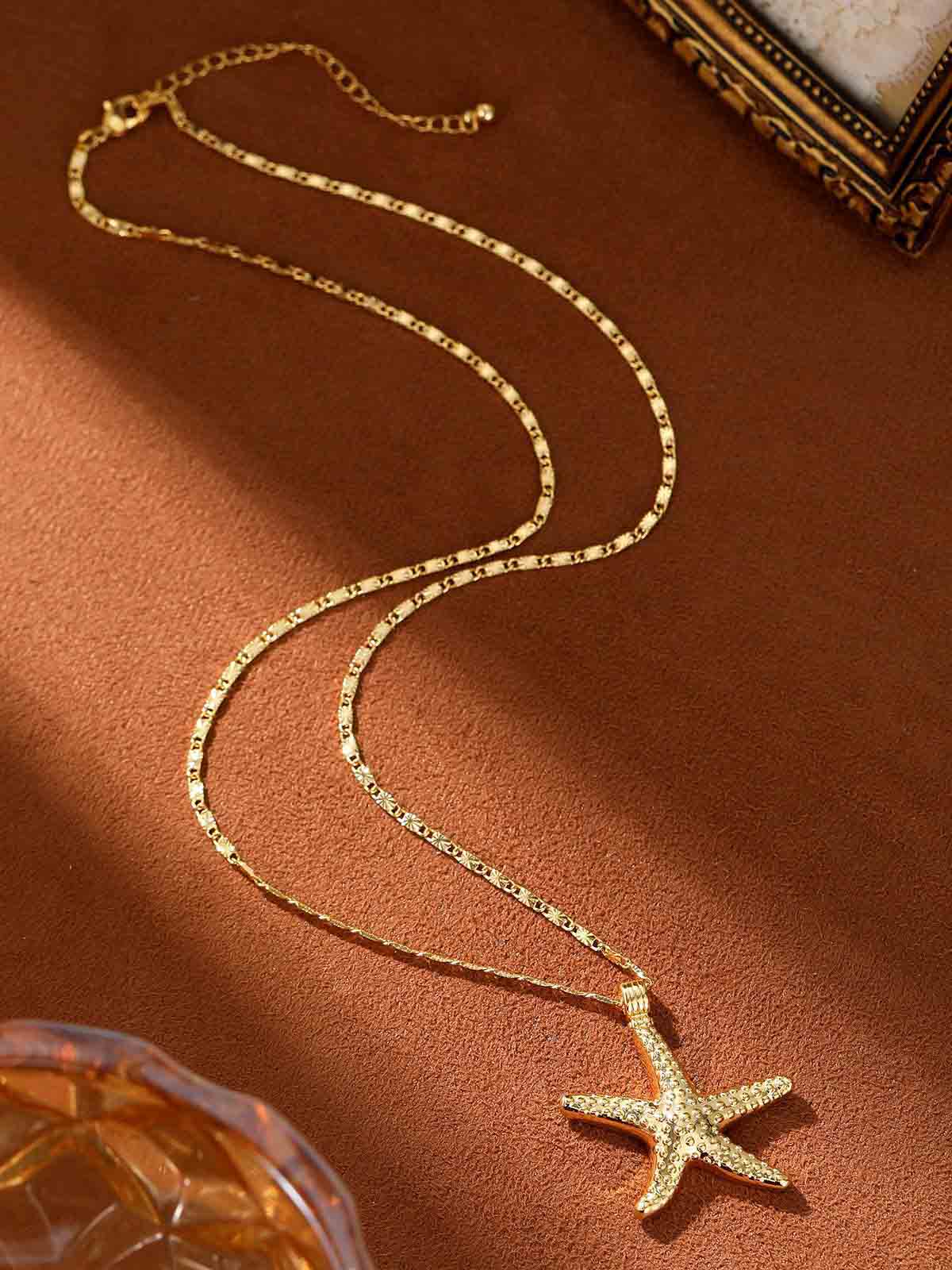 Collar sencillo con colgante de estrella de mar y océano