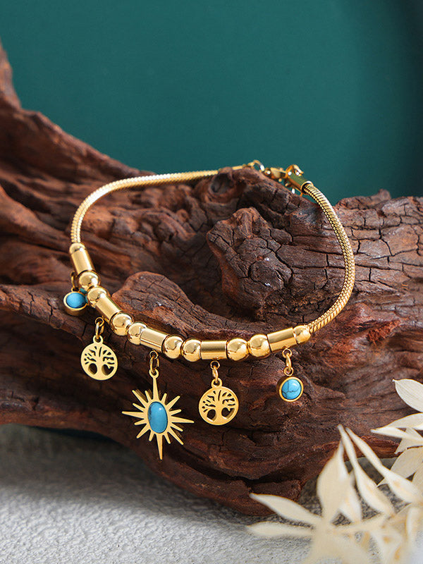 Conjunto de collar y pulsera turquesa con personalidad a juego
