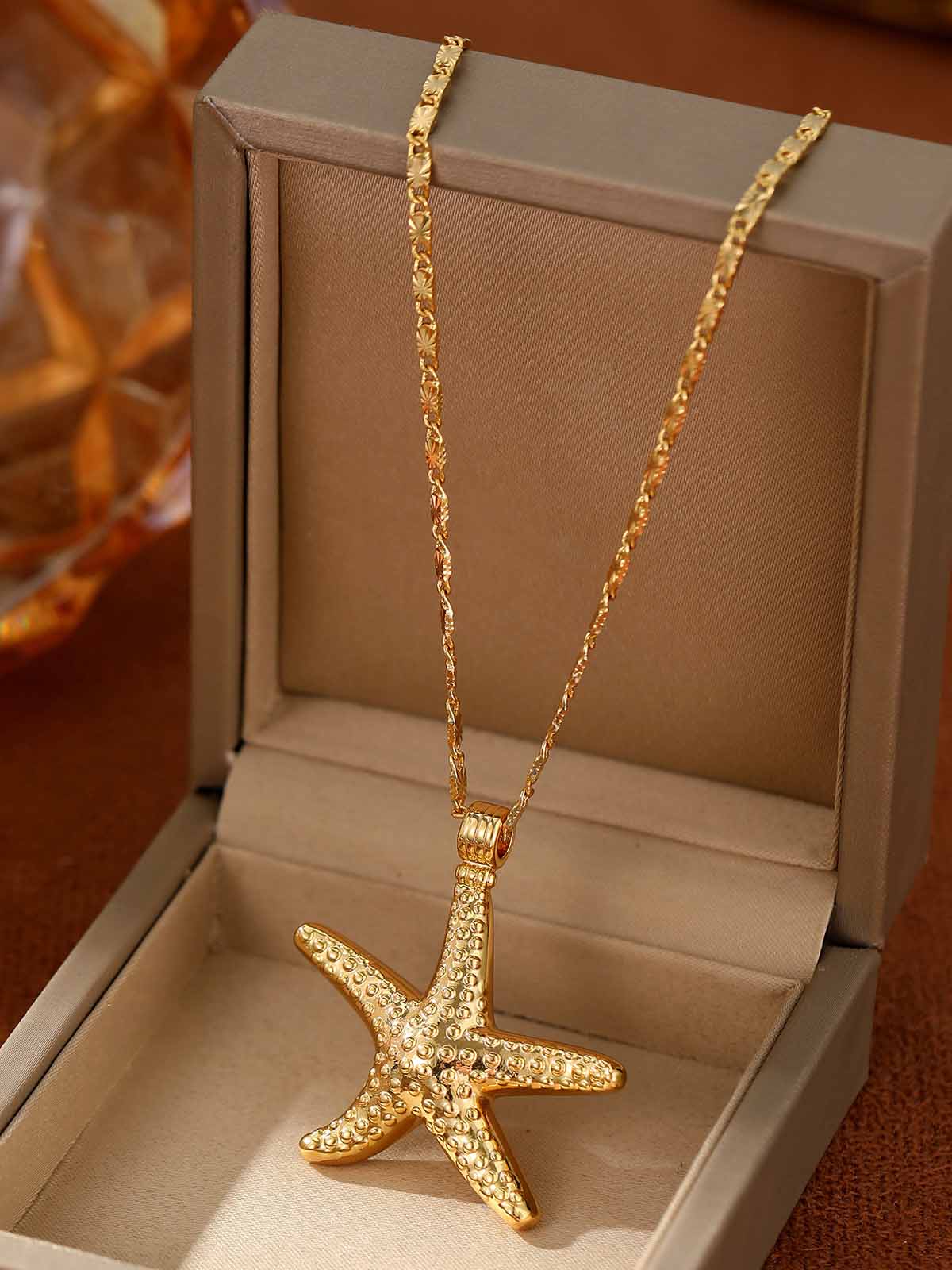 Collar sencillo con colgante de estrella de mar y océano