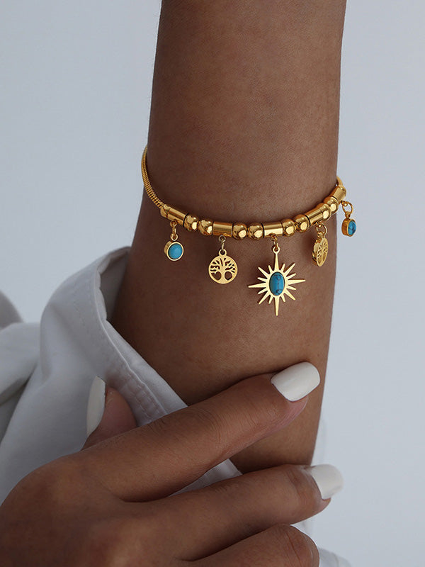 Conjunto de collar y pulsera turquesa con personalidad a juego