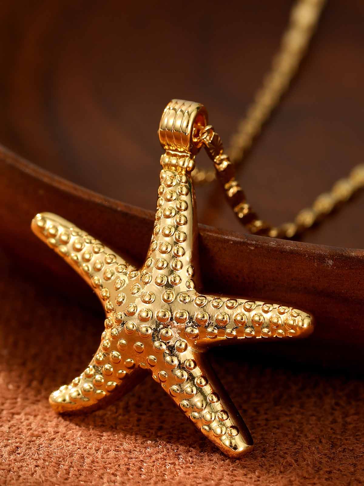 Collar sencillo con colgante de estrella de mar y océano