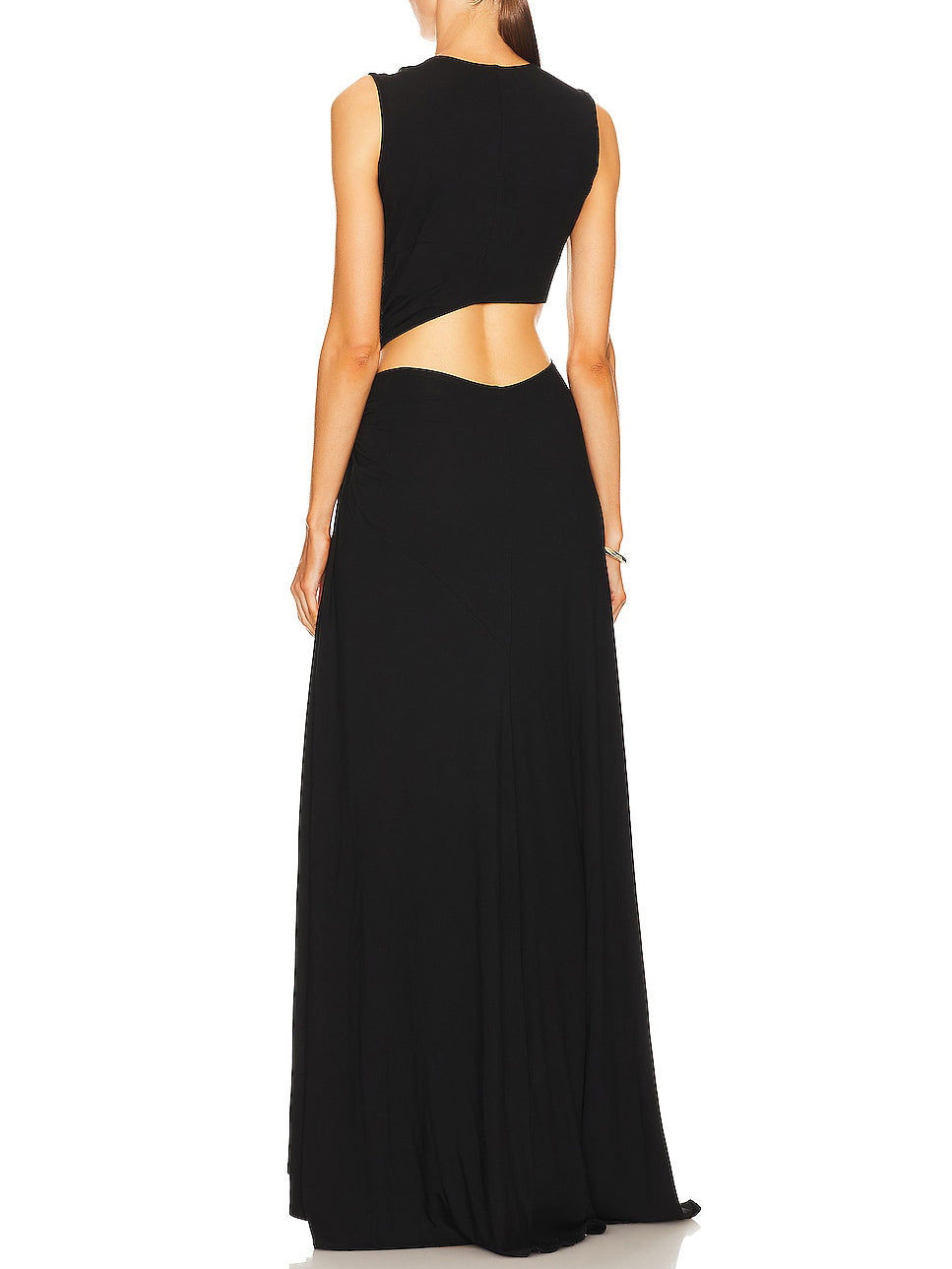 Robe longue moderne en tricot torsadé à découpes et col en V profond
