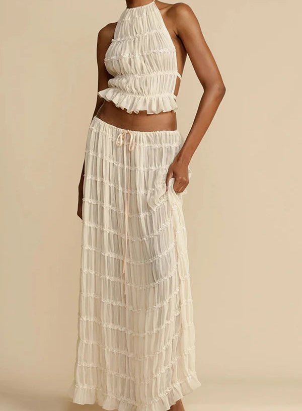 Passion and Romance Pleated Back Elastic Straps Adjustable Halter Tank