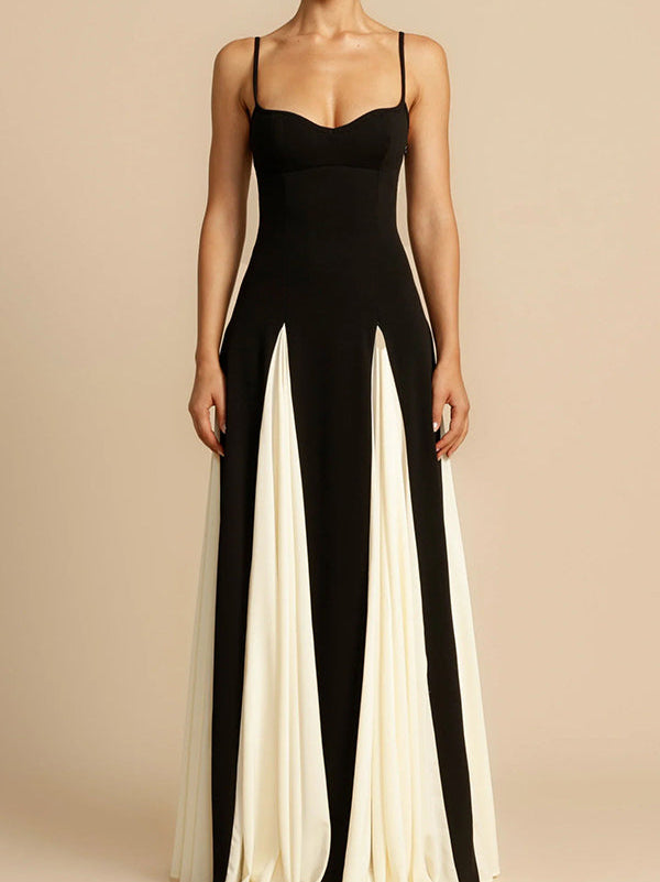 Timeless Elegance Panelled Tulle A-line Slip Maxi Dress