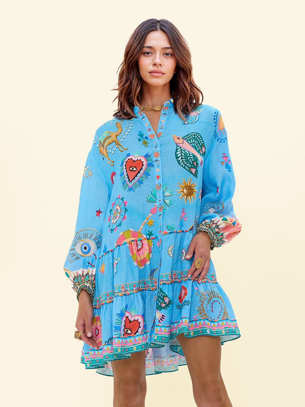 Vestido mini con estampado único de pintura