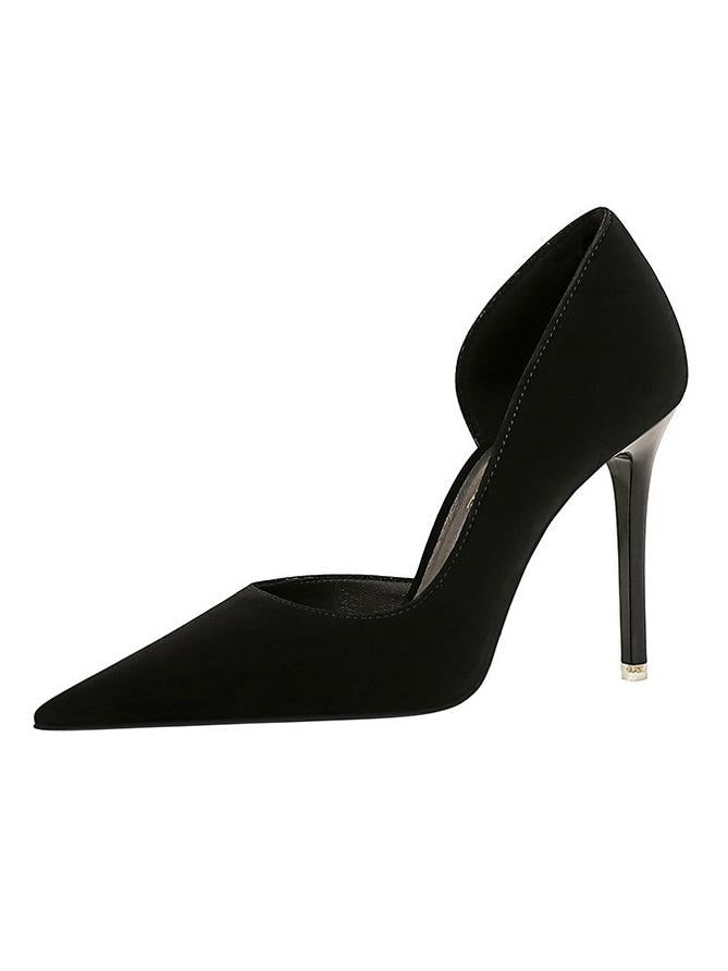 Retro Side Hollow Pointed High Heels