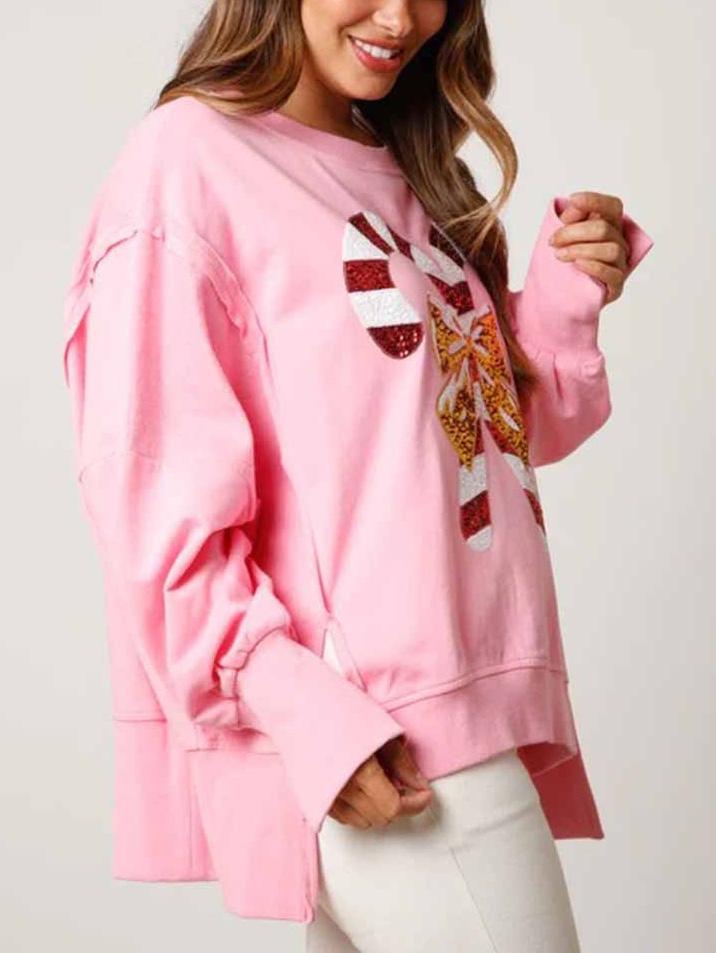 Sweat-shirt de Noël à manches longues et paillettes