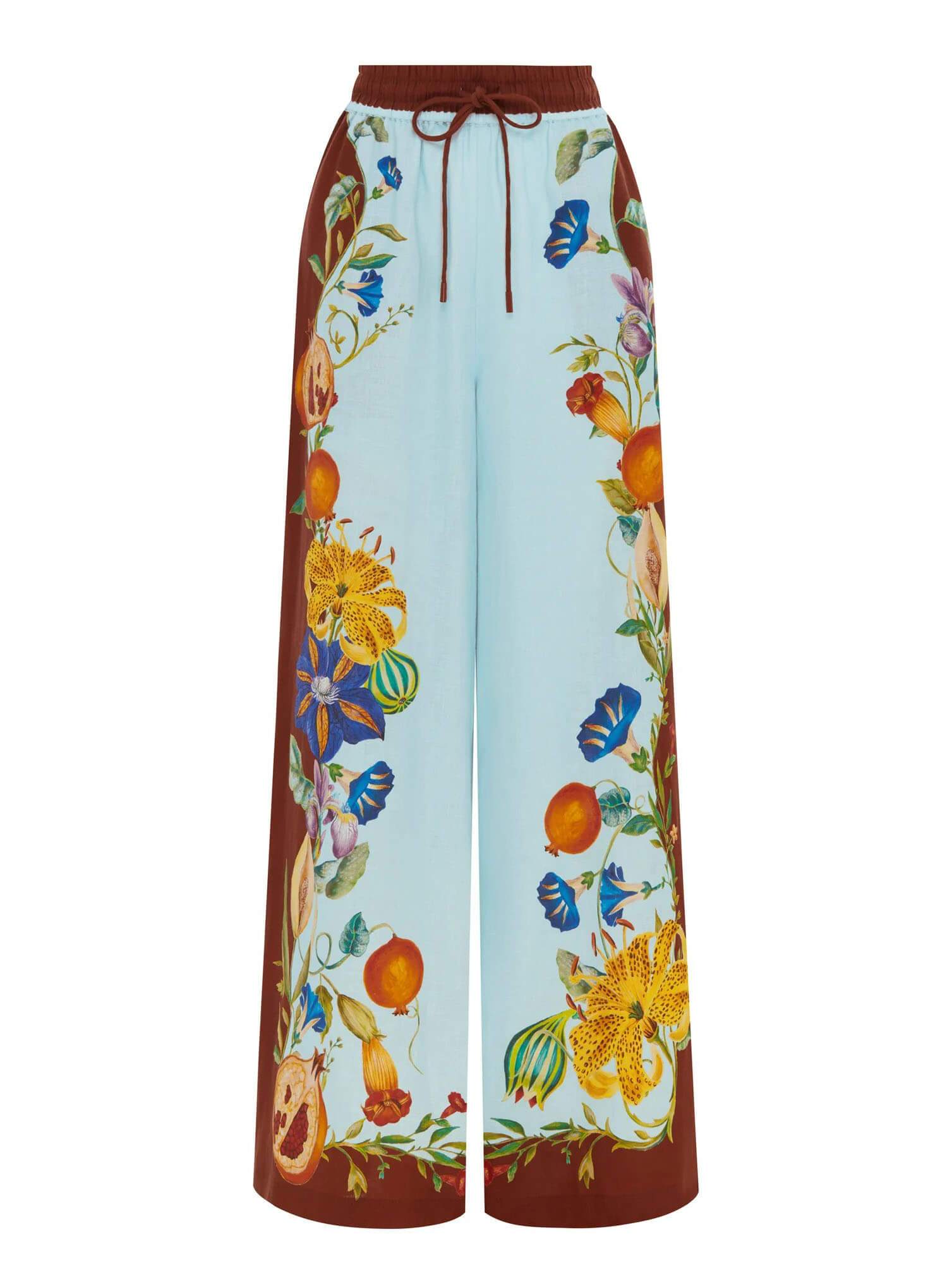 Pantalones anchos con bolsillo y estampado floral soleado