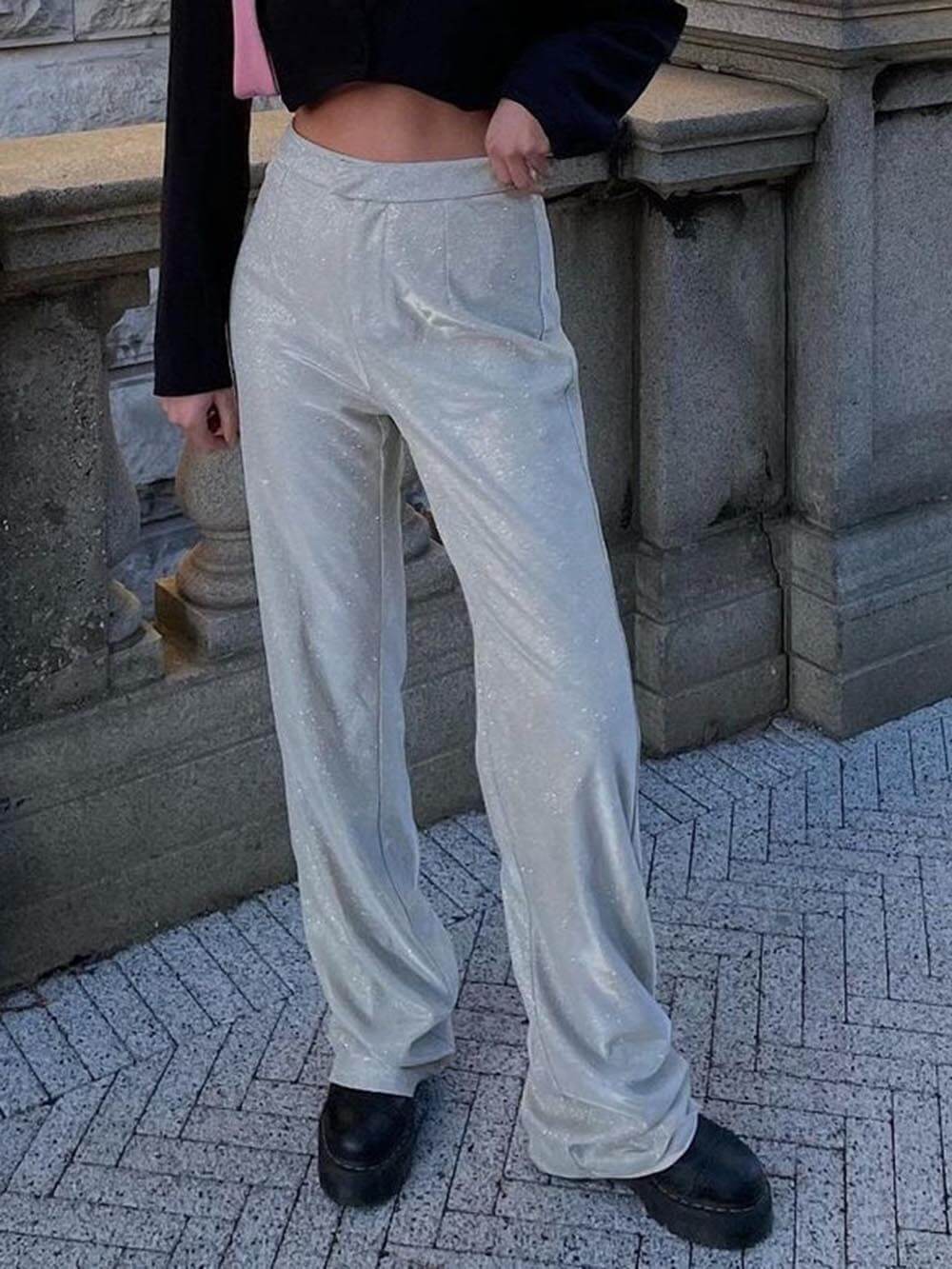 Pantalones rectos holgados de traje acampanado con lentejuelas de moda clásica