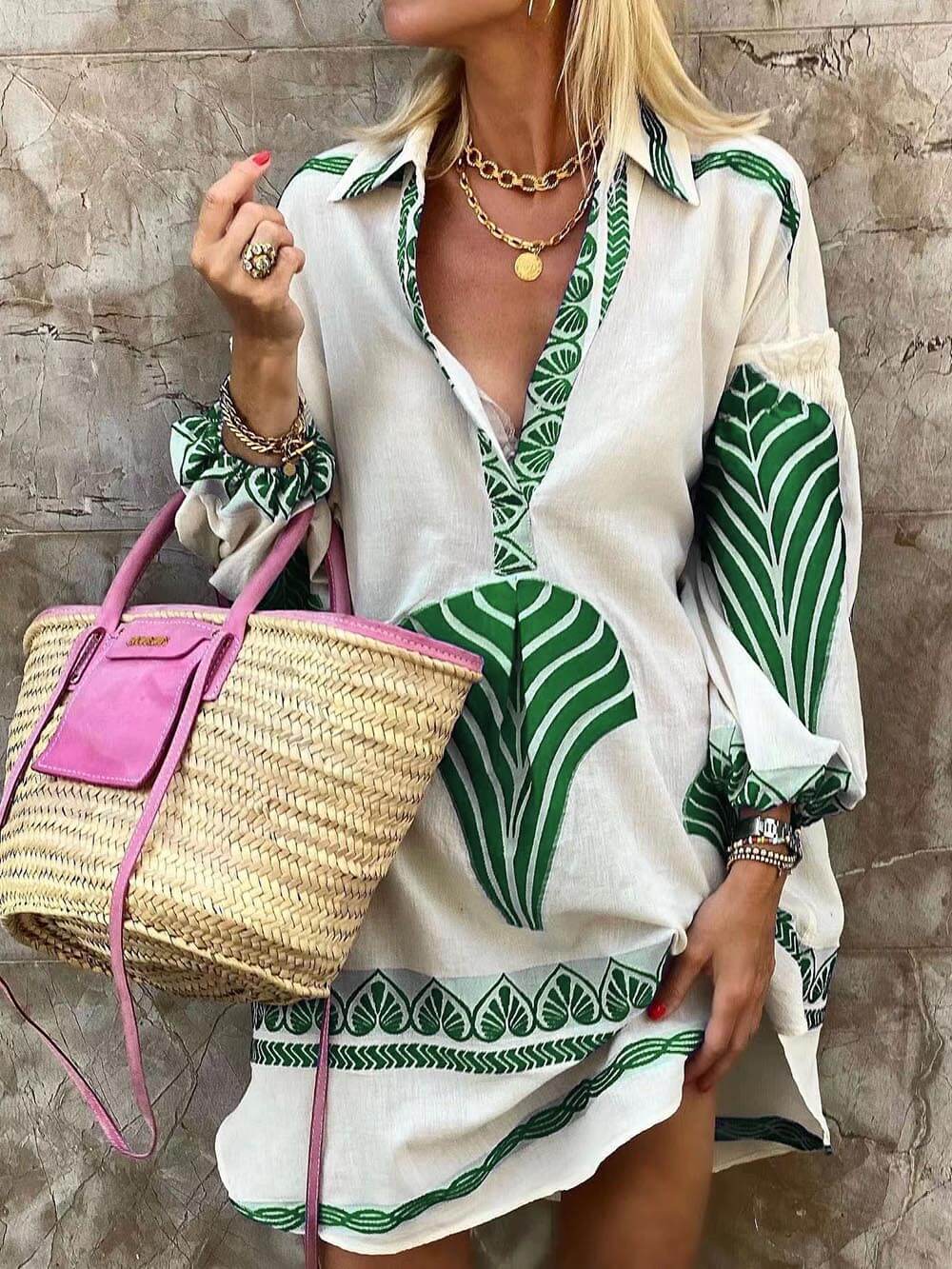 Mini-robe de vacances simple et unique à imprimé