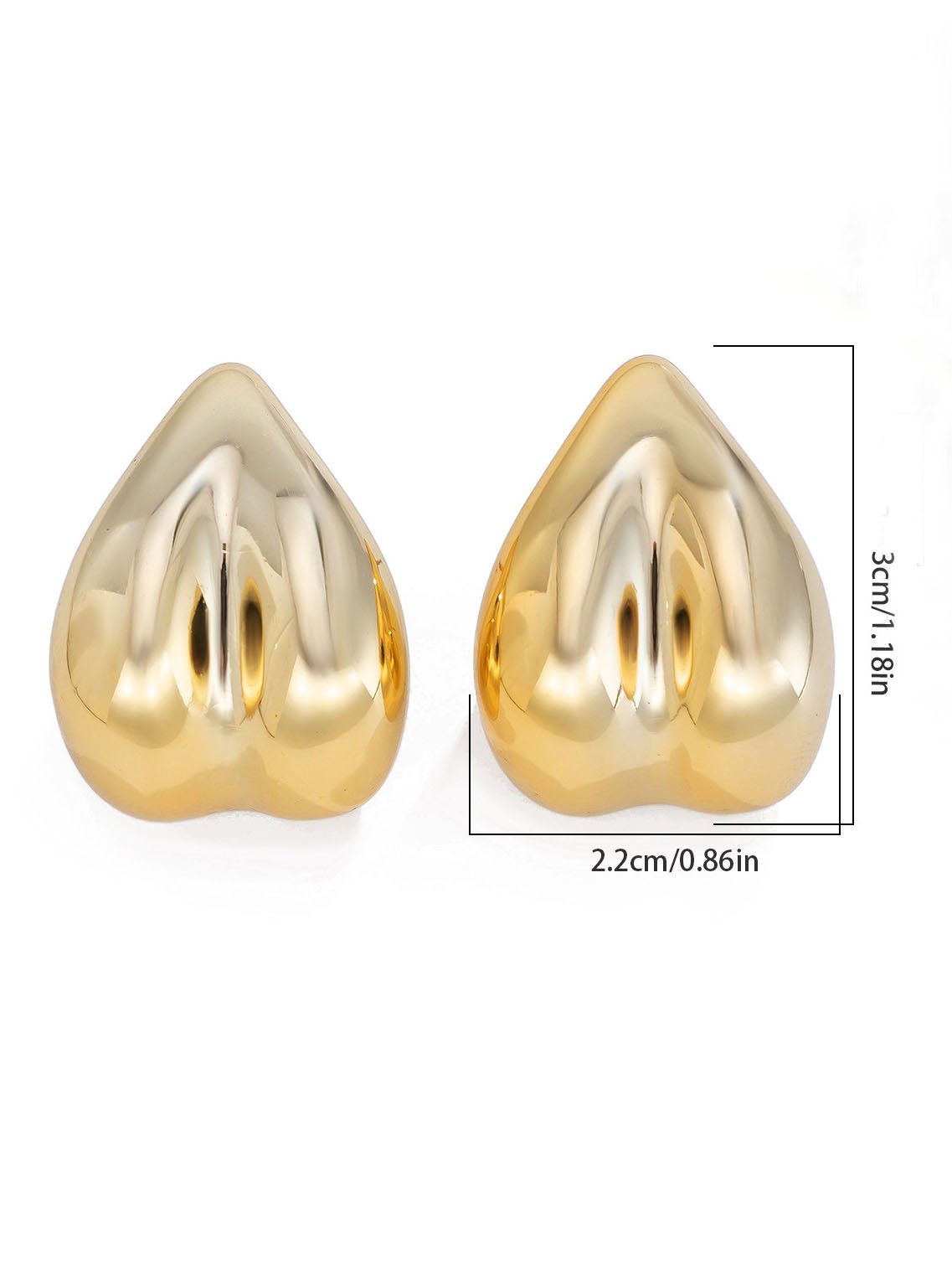 Boucles d'oreilles géométriques incurvées en forme de cœur à la mode