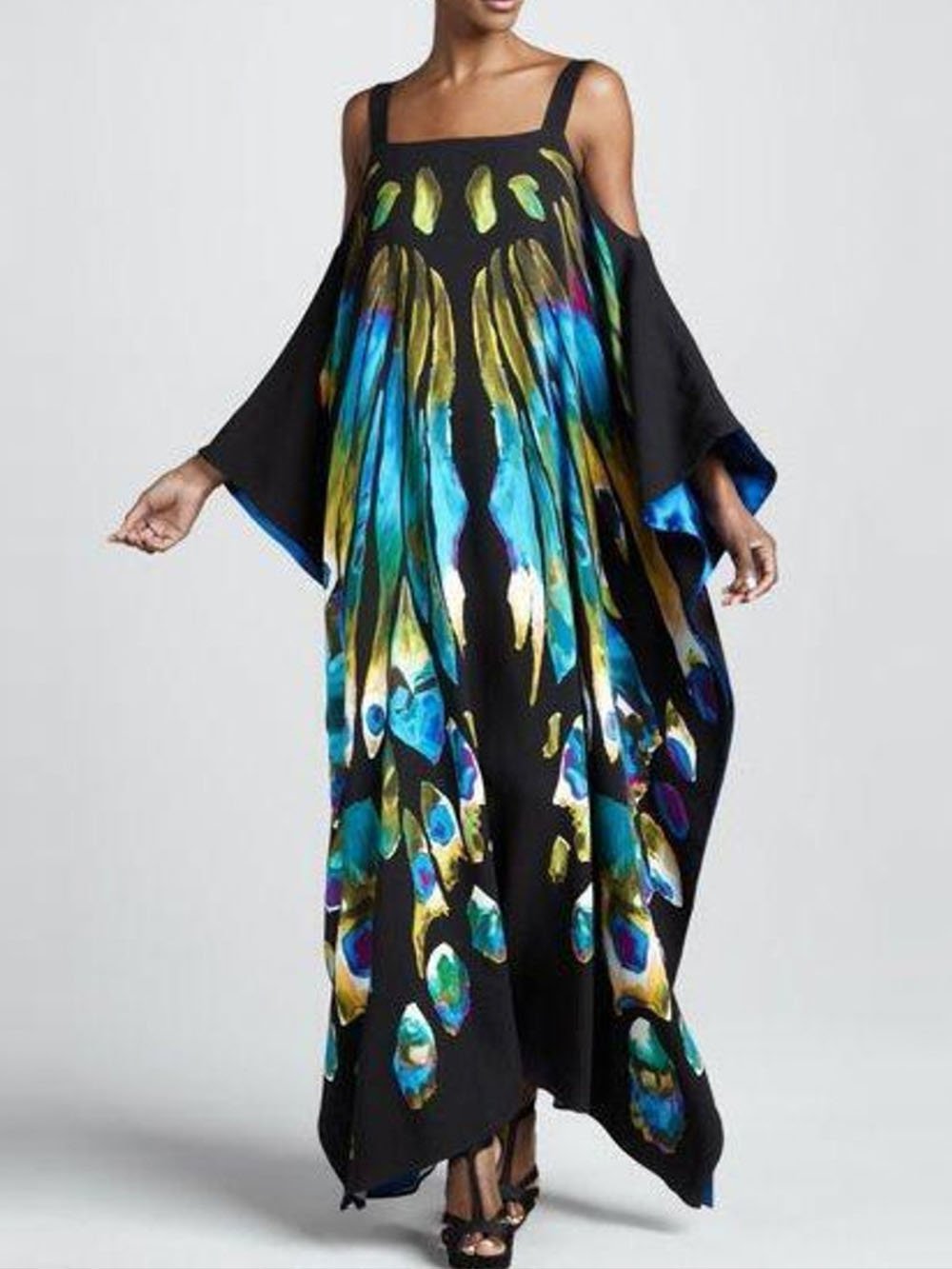 Robe longue sans bretelles à manches longues, imprimée et personnalisée