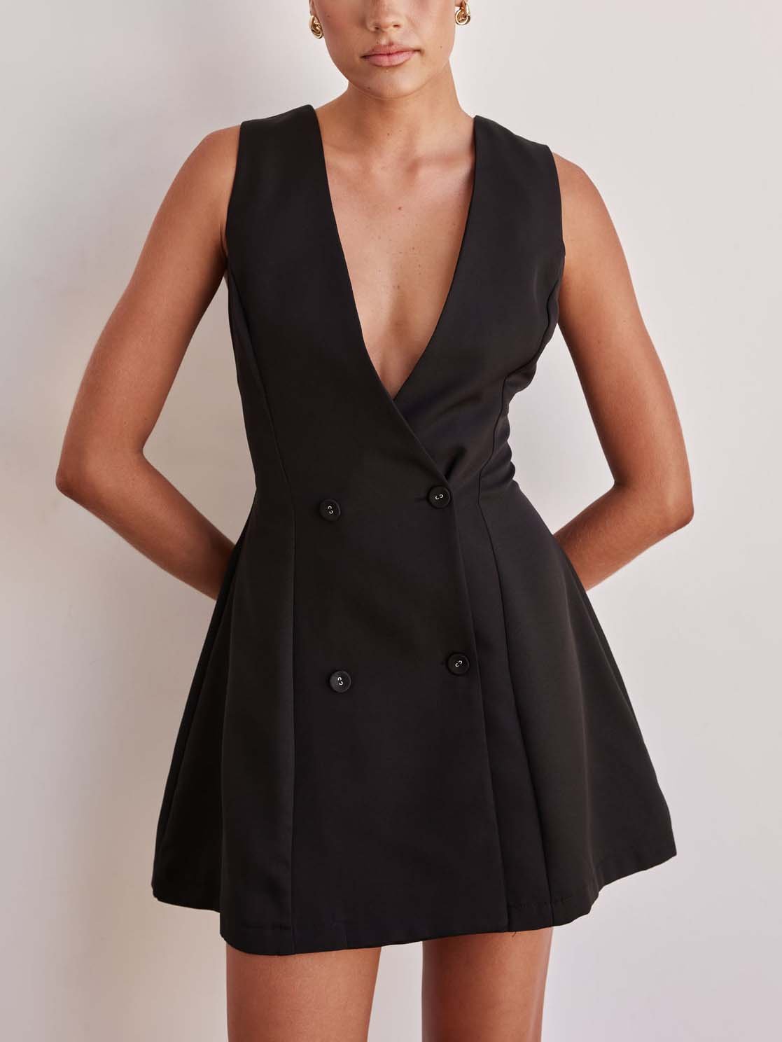 Mini-robe décontractée de couleur unie élégante