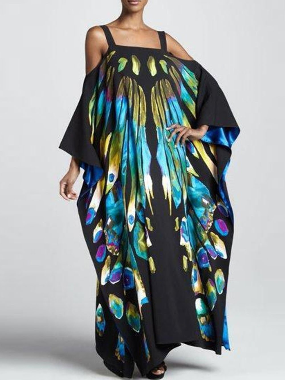 Robe longue sans bretelles à manches longues, imprimée et personnalisée