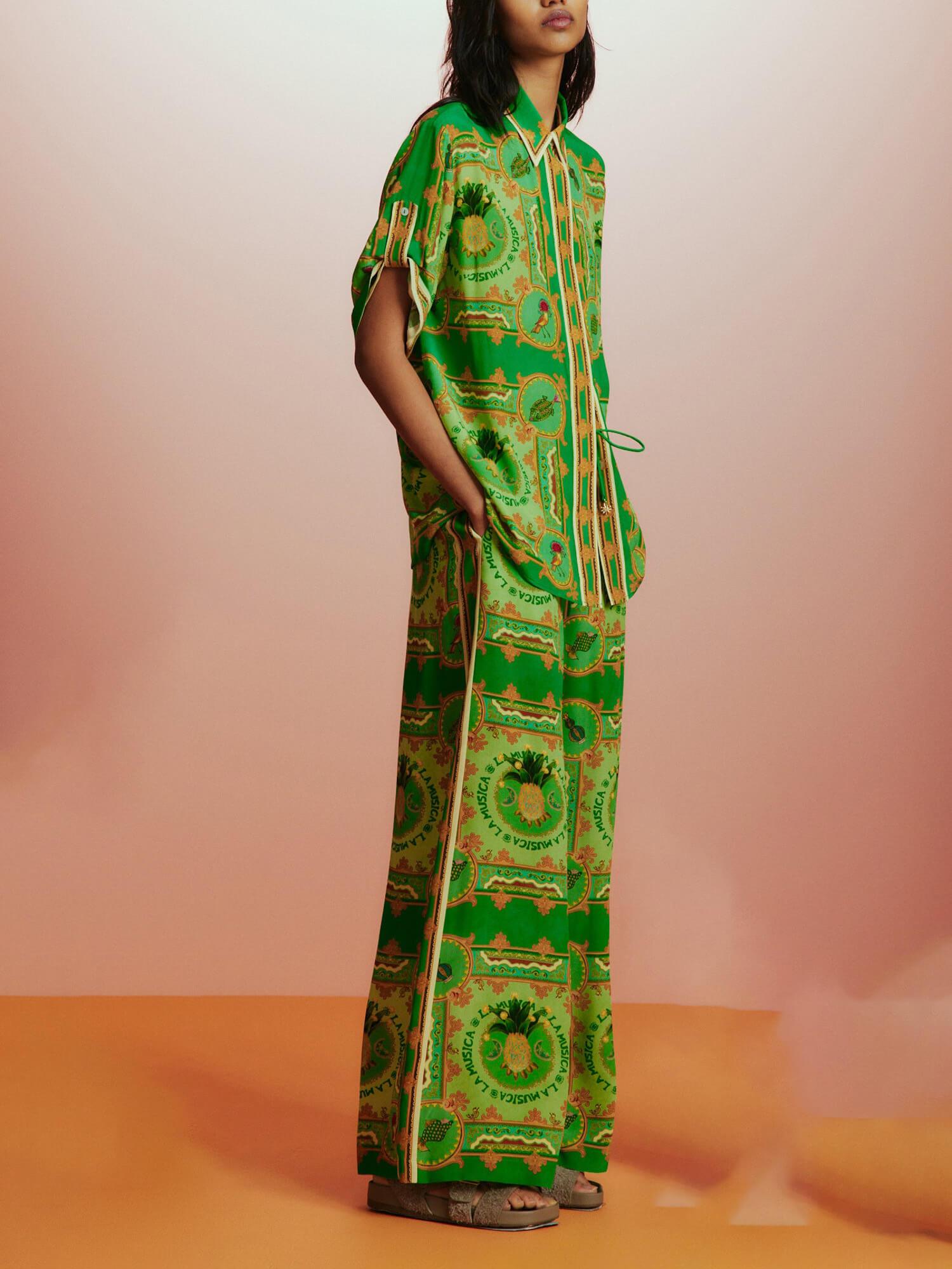 Chemise boutonnée unique à imprimé fruits tropicaux