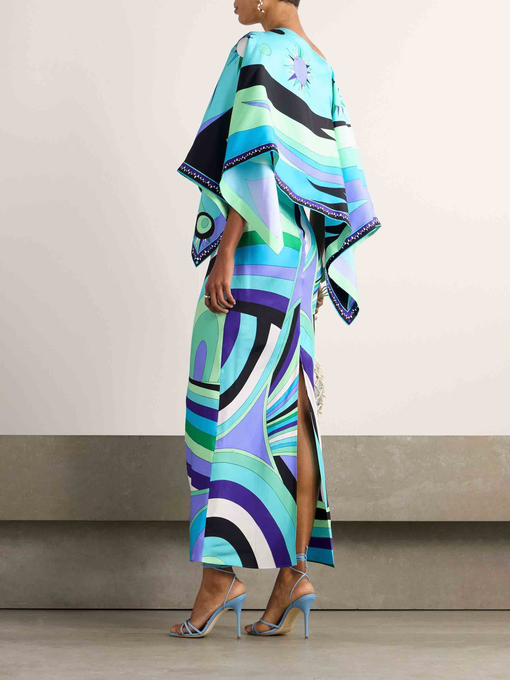 Unique Layered Swirl Print Maxi Dress