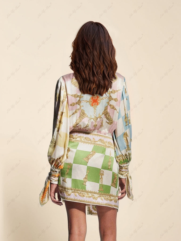 Mini-robe nouée irrégulière imprimée unique