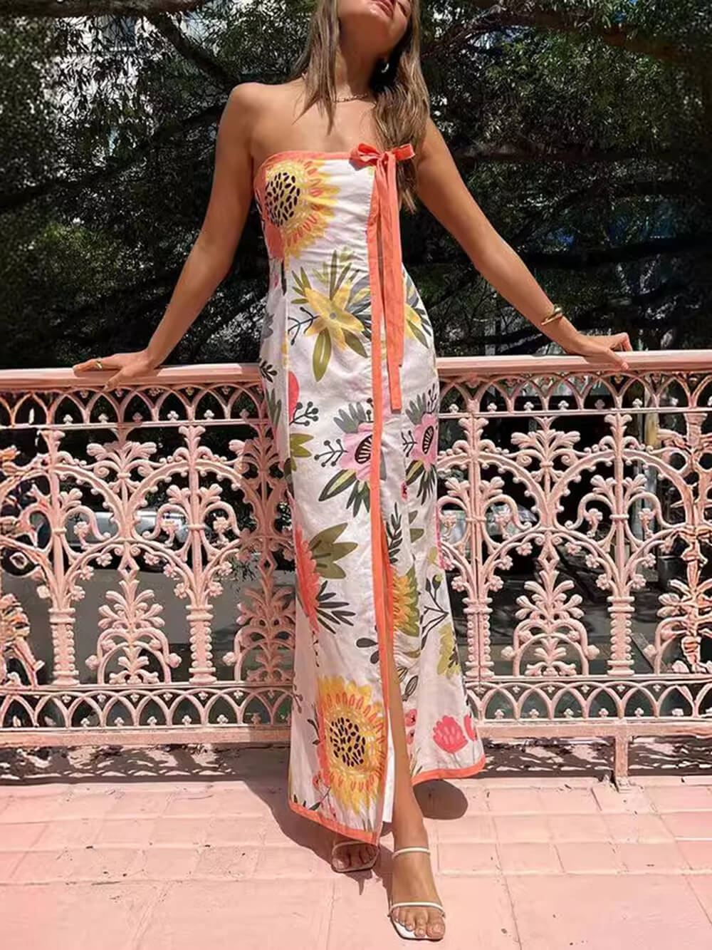 Robes d'été sexy à imprimé portefeuille fendu