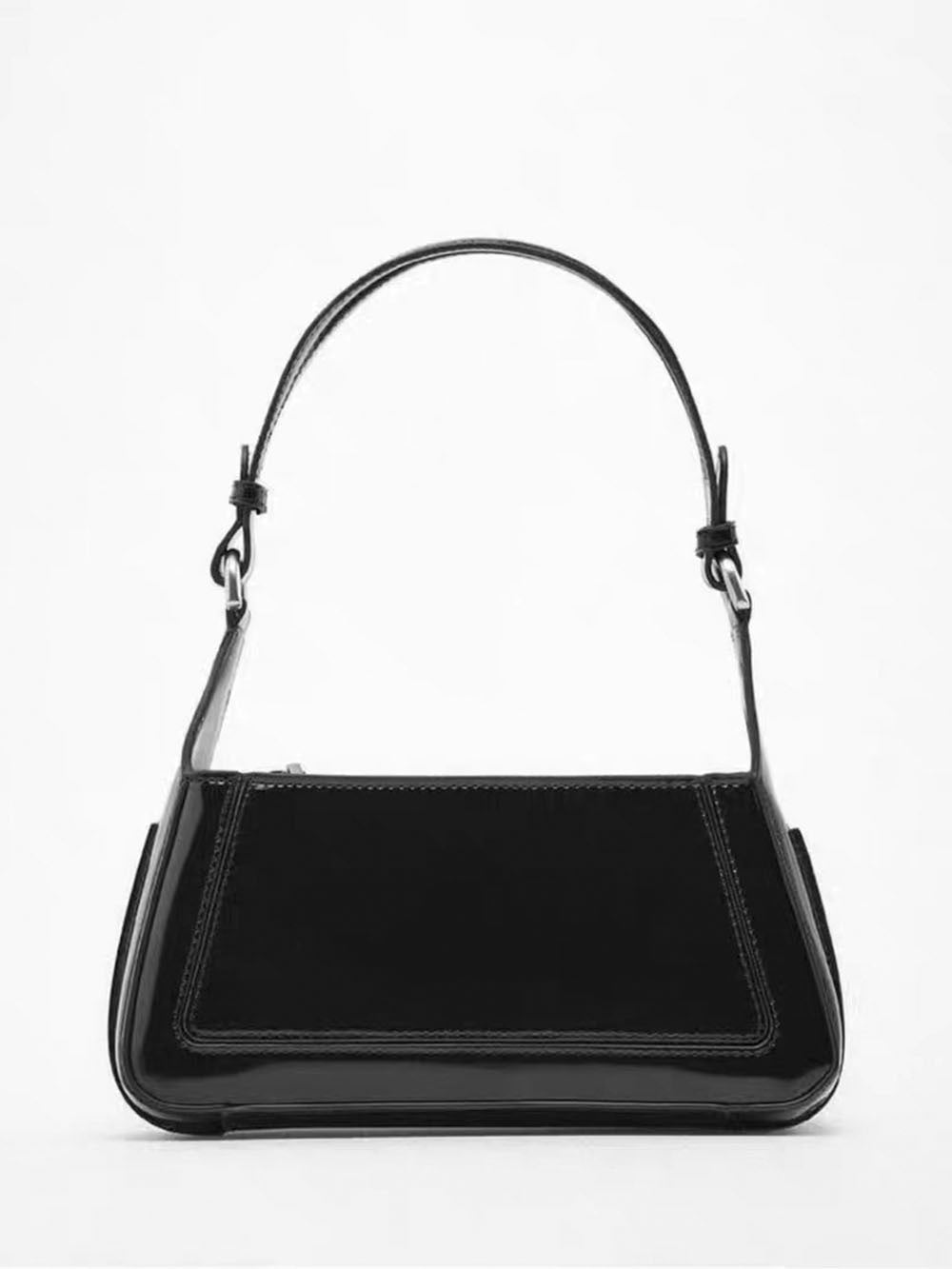 Bolso de hombro cuadrado con acabado de charol falso