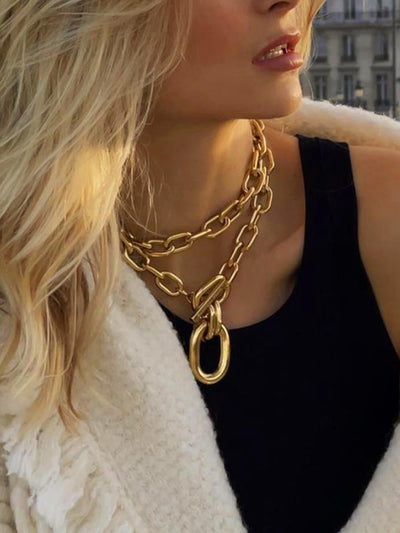 Stylish Geometric Multi-Layered Chain Collarbone Necklace DressSoul