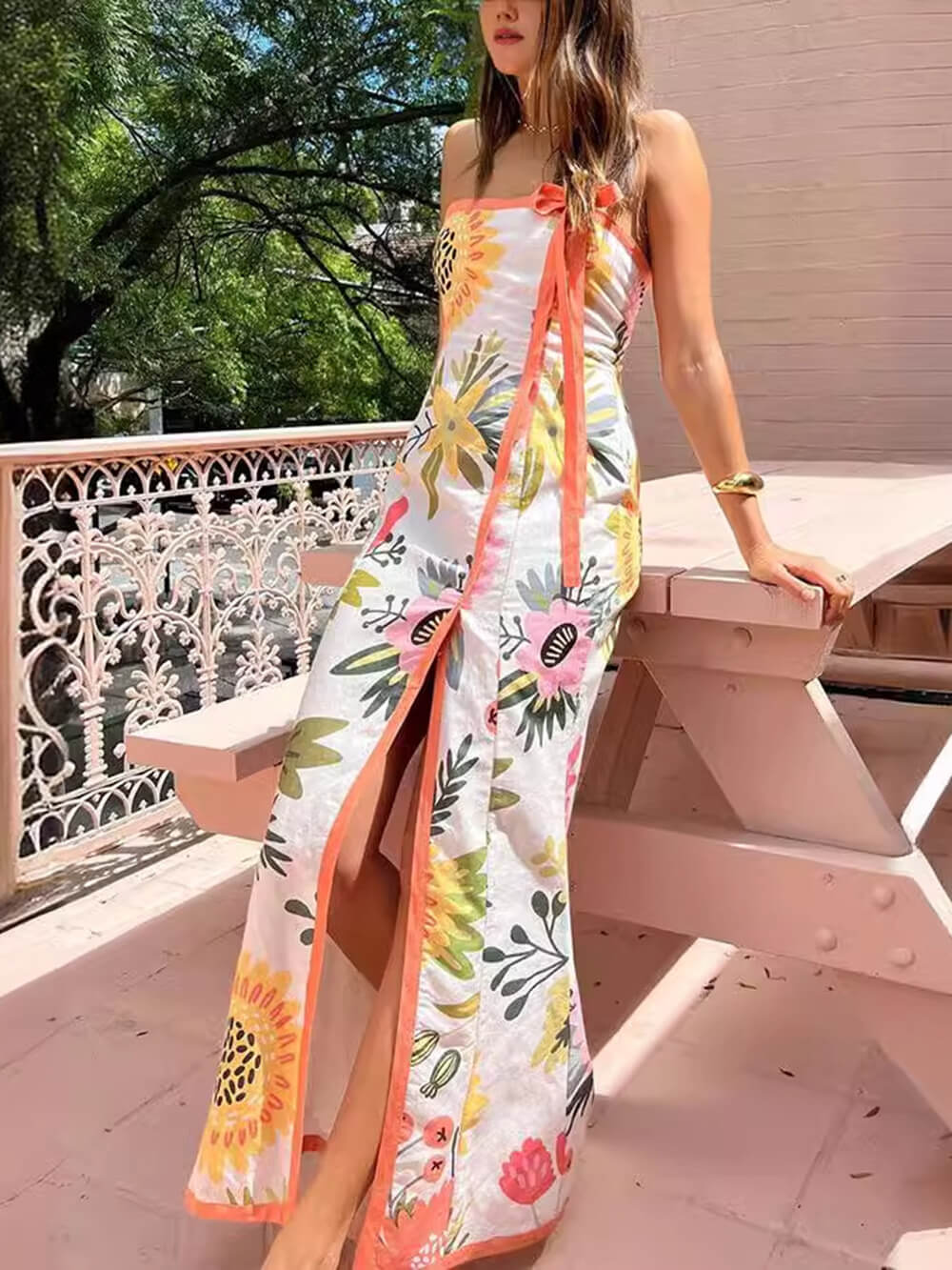 Robes d'été sexy à imprimé portefeuille fendu